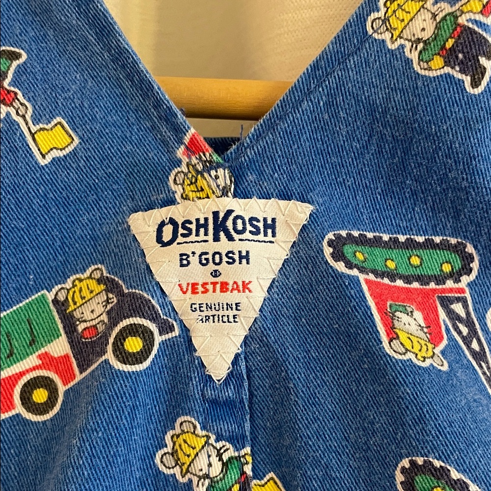 Vintage OshKosh B'gosh Blue Kids Overalls "Mice at work" - Picture 3 of 11